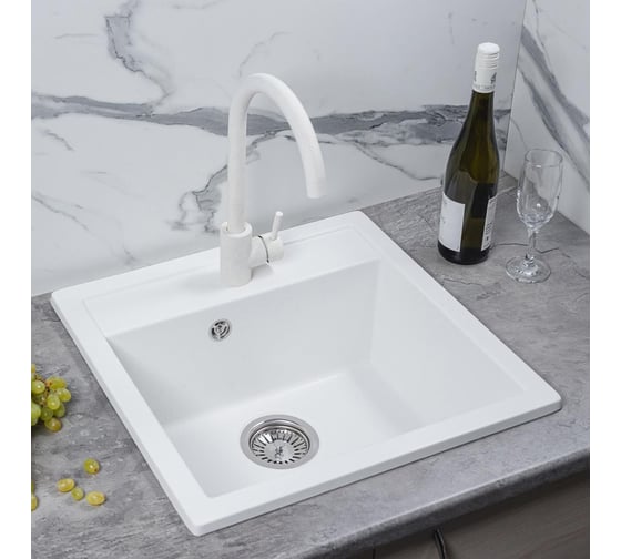 Кухонная мойка Reflexion home Zia прямоугольная, 510x505 мм, белый RX1251WH 1