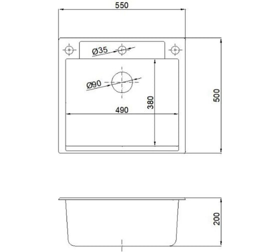 Кухонная мойка Reflexion home Cubi прямоугольная, 550x500 мм, олово RX1555TN