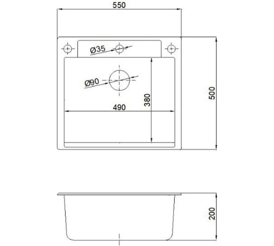 Кухонная мойка Reflexion home Cubi прямоугольная, 550x500 мм, белый RX1555WH