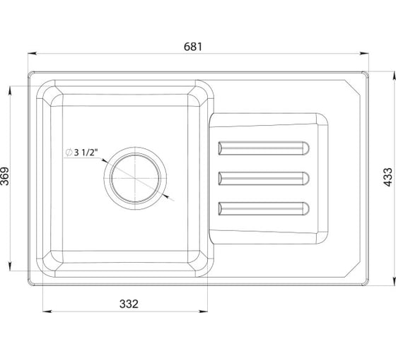Композитная мойка GRANFEST SMART GF-SM680L 681х433 песок, прямоугольная с крылом 462033
