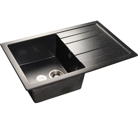 Композитная мойка GRANFEST Quadro GF-Q780L 780х500 мм, черный 308, с крылом 430560 1