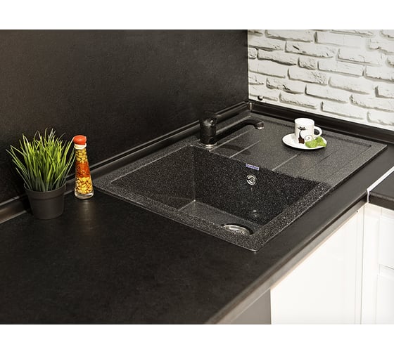 Композитная мойка GRANFEST Quadro GF-Q780L 780х500 мм, черный 308, с крылом 430560