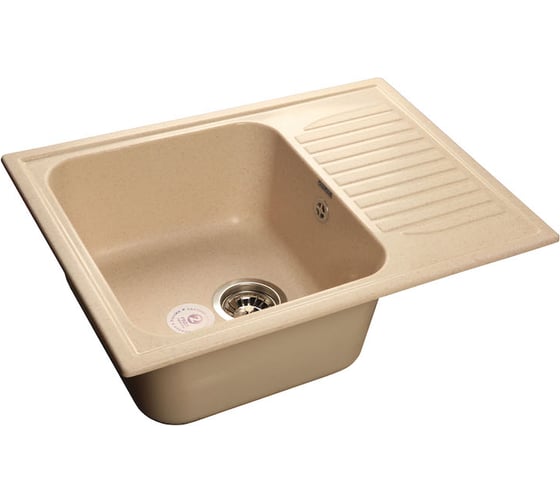 Композитная мойка GRANFEST Standart GF-S645L 645х500 мм, бежевый 328, с крылом 417593 1
