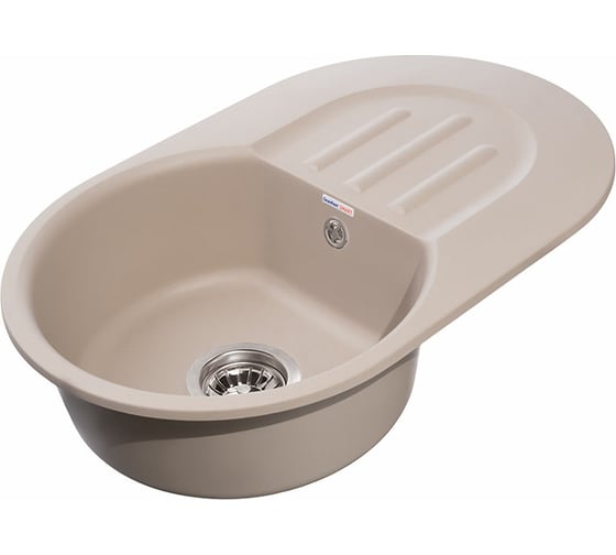 Композитная мойка GRANFEST SMART GF-SM685L 681х433 мм, песочный, овальная с крылом 462036
