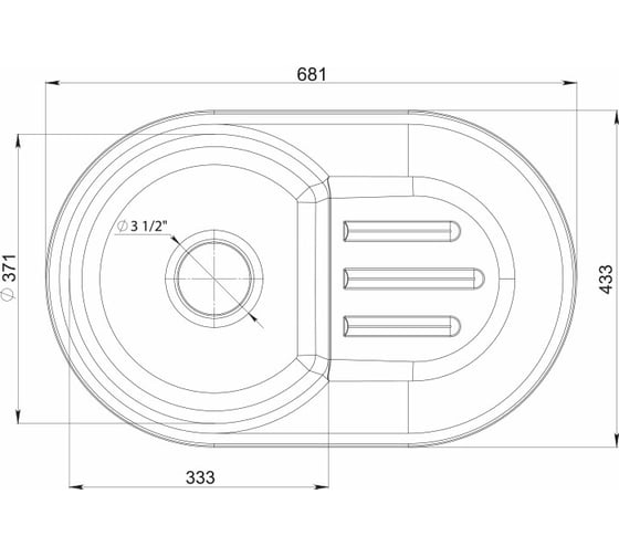 Композитная мойка GRANFEST SMART GF-SM685L 681х433 мм, песочный, овальная с крылом 462036