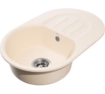 Композитная мойка GRANFEST SMART GF-SM685L 681х433 бежевый, овальная с крылом 462034