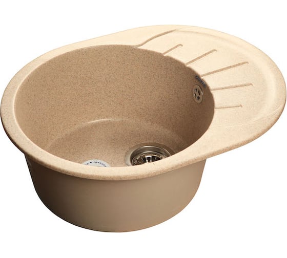 Композитная мойка GRANFEST Rondo GF-R580L 579х445 песочный 302, круглая с мини-крылом 430543