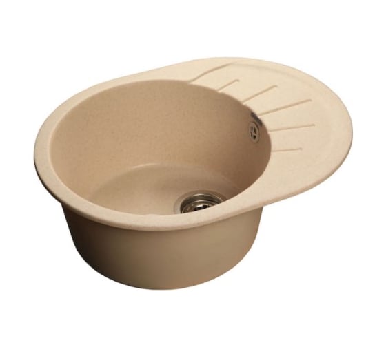 Композитная мойка GRANFEST Rondo GF-R580L 579х445 мм, бежевый 328, круглая с мини-крылом 430541