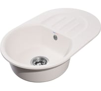 Композитная мойка GRANFEST SMART GF-SM685L 681х433 мм, белый, овальная с крылом 462035