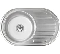 Мойка из нержавеющей стали AKS овальная, одночашевая, 770х500 мм, матовый хром, врезная, 0.8 мм 62709