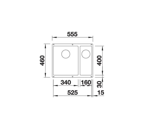 Мойка Blanco SUBLINE 340/160-U, SILGRANIT, с отводной арматурой InFino 523550