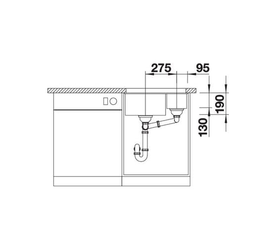 Мойка Blanco SUBLINE 340/160-U, SILGRANIT, с отводной арматурой InFino 523550