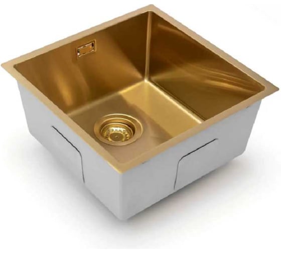 Кухонная мойка из нержавеющей стали Grandex AQUA с PVD покрытием PROLINE 44 GOLD, 44x44x20 3034131
