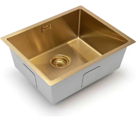 Кухонная мойка из нержавеющей стали Grandex AQUA с PVD покрытием PROLINE 55 GOLD, 55x45x20 3002061