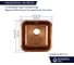 Кухонная мойка из нержавеющей стали Grandex AQUA с PVD покрытием SELECT 44 COPPER, 44,5x44,5x18,5 2003332 2
