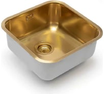 Кухонная мойка из нержавеющей стали Grandex AQUA с PVD покрытием SELECT 44 GOLD, 44.5x44.5x18.5 2003331