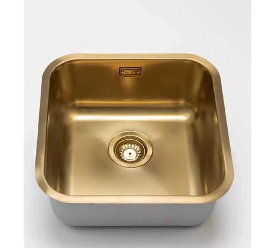 Кухонная мойка из нержавеющей стали Grandex AQUA с PVD покрытием SELECT 44 GOLD, 44.5x44.5x18.5 2003331
