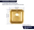 Кухонная мойка из нержавеющей стали Grandex AQUA с PVD покрытием SELECT 44 GOLD, 44.5x44.5x18.5 2003331 2