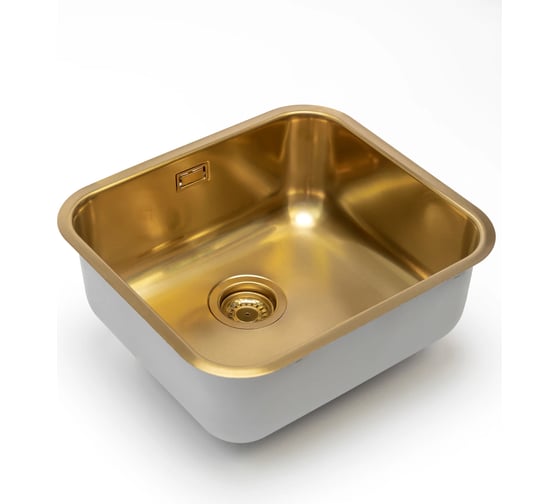 Кухонная мойка из нержавеющей стали Grandex AQUA с PVD покрытием SELECT 49 GOLD, 49,5x44,5x18,5 2003341