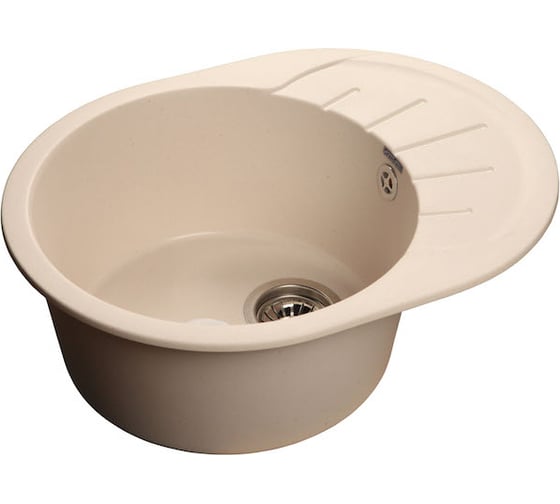 Композитная мойка GRANFEST Rondo GF-R580L 579х445, круглая, с мини-крылом, белая 331 430542