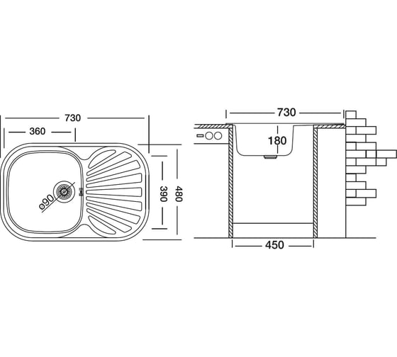 Мойка UKINOX Галант GAP730.480 -GT8K 2L
