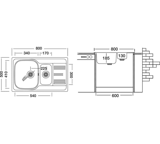 Мойка UKINOX Гранд GRL800.500 15GT8K-O