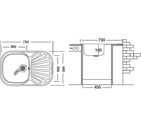 Мойка UKINOX Галант GAL730.480-GT8K 1R