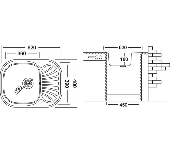 Мойка UKINOX Галант GAL620.480-GT8K 2L