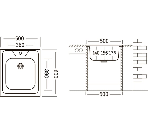 Комплект UKINOX мойка, смеситель, выпуск, крепёж STD500.600.4 kit 01