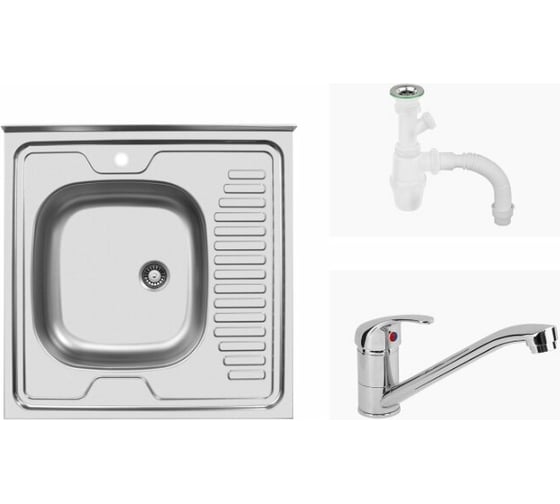 Комплект UKINOX мойка, смеситель, выпуск, крепёж STD600.600.4 L kit 01
