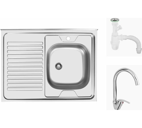 Комплект UKINOX мойка, смеситель, выпуск, крепёж STD800.600.4 R kit 01