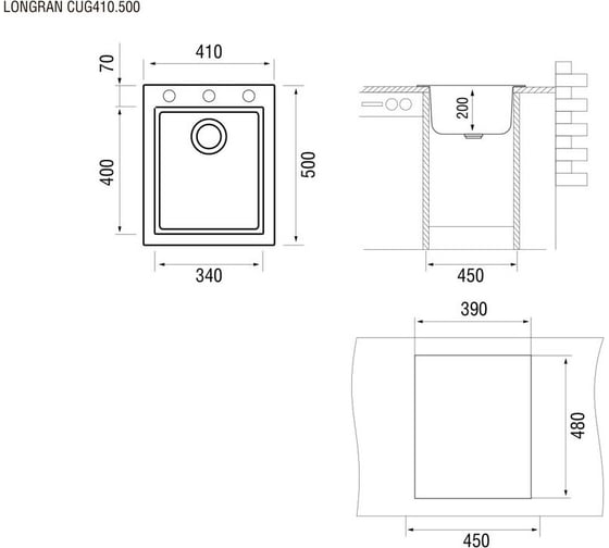 Мойка LONGRAN Cube Croma CUG410.500 - 49
