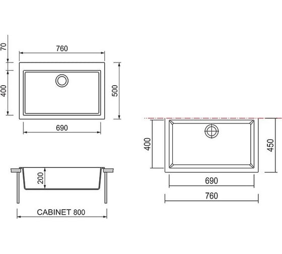 Мойка LONGRAN Cube Croma CUG760.500 - 49
