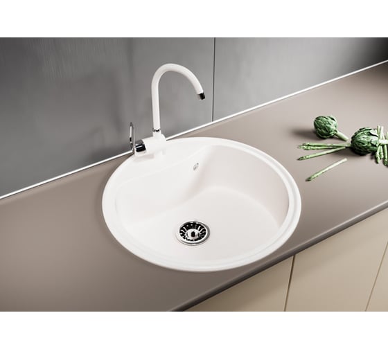 Мойка mixline ML-GM09 круглая, молоко, 341, 490х490х185 мм 533497