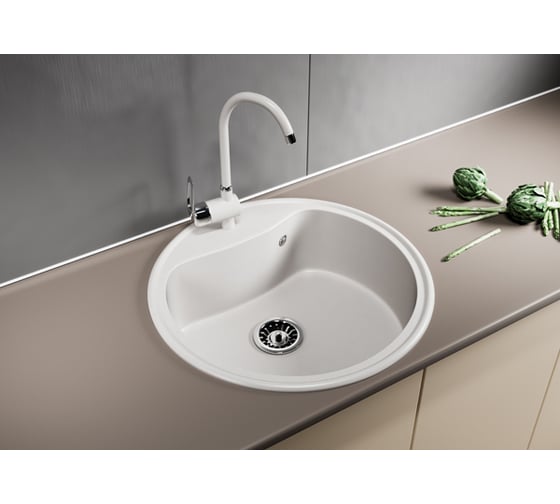 Мойка mixline ML-GM09 круглая, белая, 331, 490х490х185 мм 533495