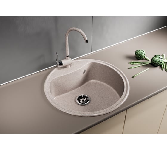 Мойка mixline ML-GM09 круглая, песочная, 302, 490х490х185 мм 533498