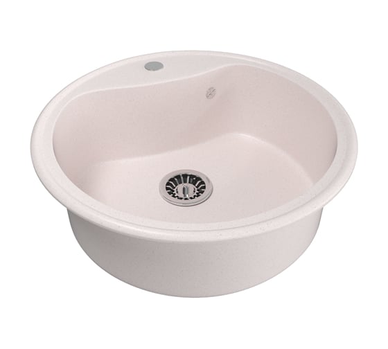 Мойка mixline ML-GM09 круглая, светло-розовая, 311, 490х490х185 мм 533499 1