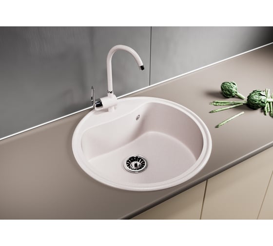 Мойка mixline ML-GM09 круглая, светло-розовая, 311, 490х490х185 мм 533499