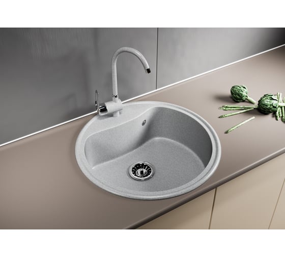 Мойка mixline ML-GM09 круглая, серая, 310, 490х490х185 мм 533500