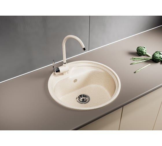 Мойка mixline ML-GM10 круглая, бежевая, 328, 440х440х180 мм 525066