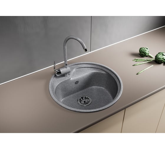 Мойка mixline ML-GM10 круглая, графит, 342, 440х440х180 мм 533152