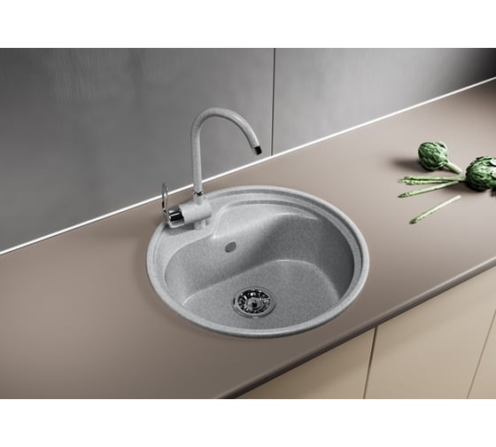 Мойка mixline ML-GM10 круглая, серая, 310, 440х440х180 мм 525061