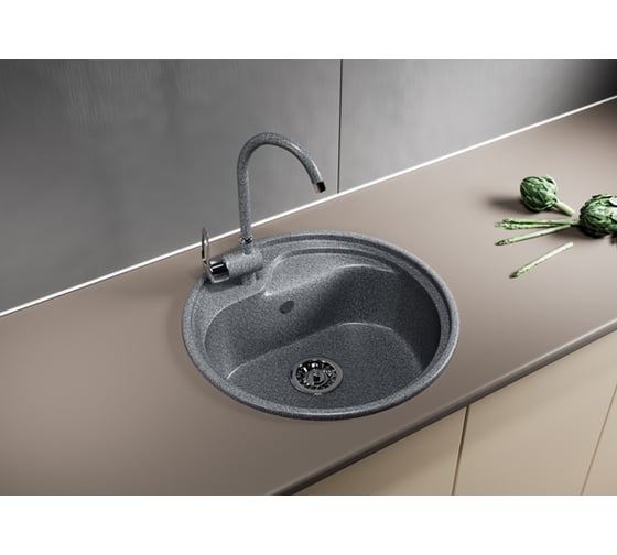 Мойка mixline ML-GM10 круглая, темно-серая, 309, 440х440х180 мм 525063