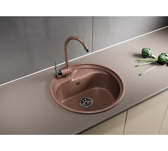 Мойка mixline ML-GM10 круглая, терракотовая, 307, 440х440х180 мм 525065