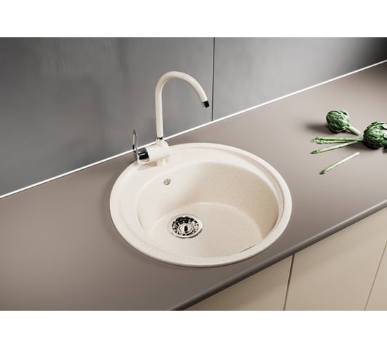 Мойка mixline ML-GM11 круглая, бежевая, 328, 500х500х180 мм 525074