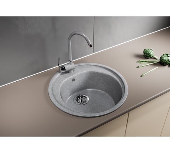 Мойка mixline ML-GM11 круглая, графит, 342, 500х500х180 мм 533153