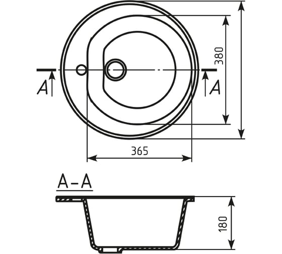 Мойка mixline ML-GM11 круглая, графит, 342, 500х500х180 мм 533153