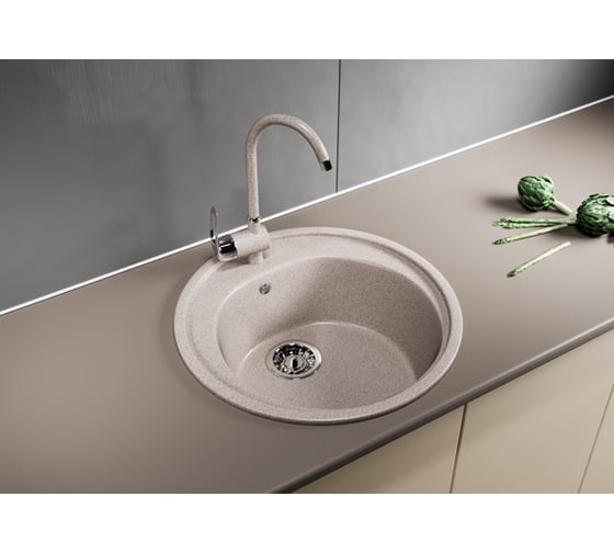 Мойка mixline ML-GM11 круглая, песочная, 302, 500х500х180 мм 525068