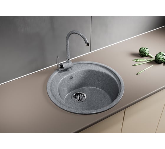 Мойка mixline ML-GM11 круглая, темно-серая, 309, 500х500х180 мм 525071