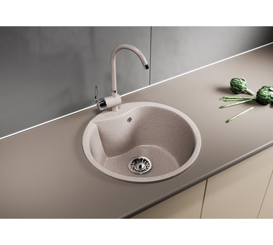 Мойка mixline ML-GM12 круглая, песочная, 302, 480х480х210 мм 525076